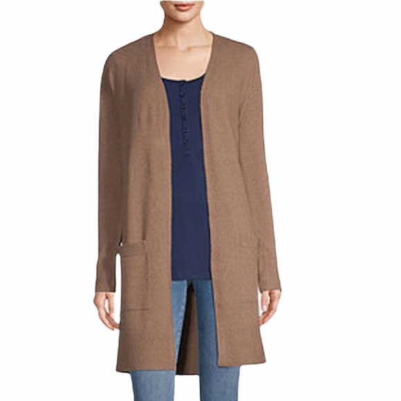 NWOT a.n.a Long Sleeve Long Cardigan Coat In Griffin Brown - Picture 1 of 5